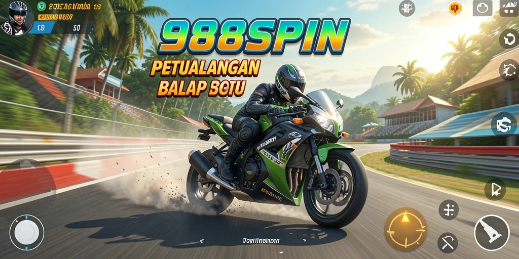 Screenshot gameplay 988SPIN menunjukkan balapan yang mendebarkan.