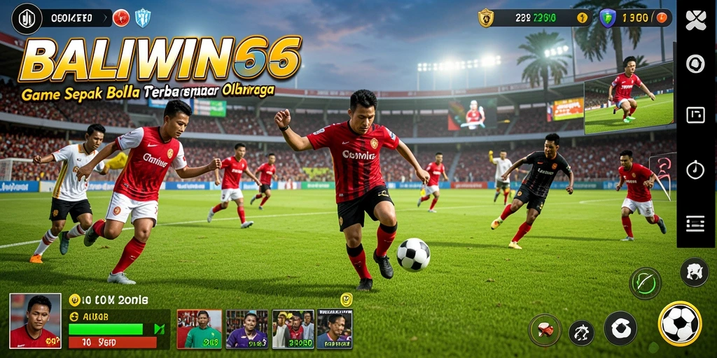 Tampilan gameplay BALIWIN66 dengan suasana pertandingan sepak bola yang mendebarkan.