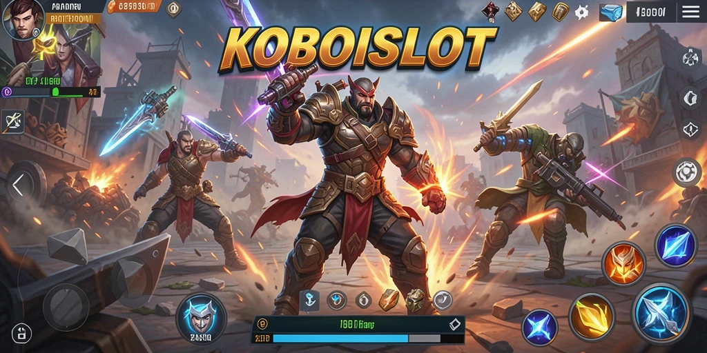 Tampilan gameplay seru dari KOBOISLOT di arena Battle Royale.