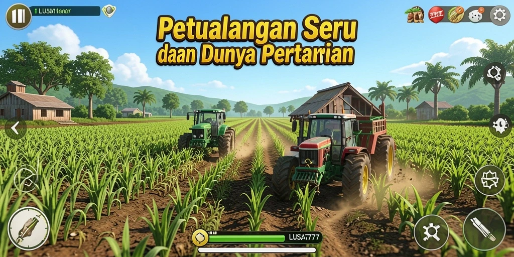 Tampilan gameplay menarik dalam LUSA777 saat bercocok tanam.