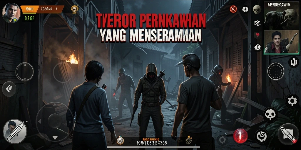 Gameplay seram di MERDEKAWIN dengan suasana mencekam.