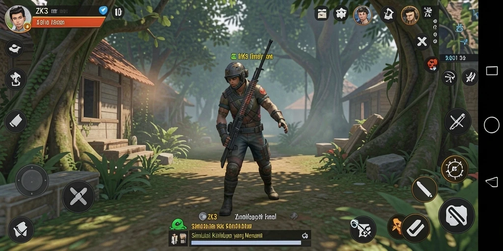 Screenshot ZK3 menampilkan interaksi karakter di dunia virtual.